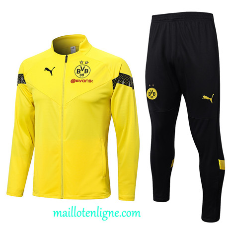 Thai Maillot Ensemble Borussia Dortmund Veste Survetement jaune 2022 2023 maillotenligne 0359