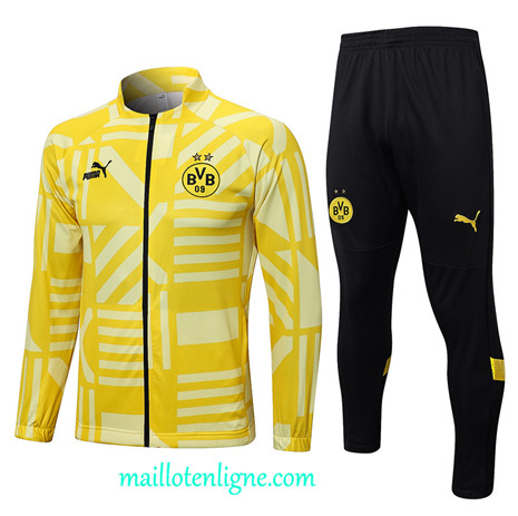 Thai Maillot Ensemble Borussia Dortmund Veste Survetement jaune 2022 2023 maillotenligne 0362
