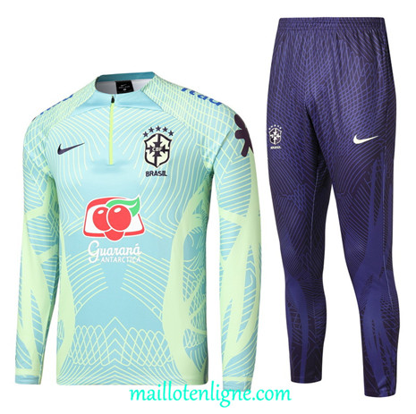 Thai Maillot Ensemble Bresil Survetement Bleu 2022/2023 ligne2085