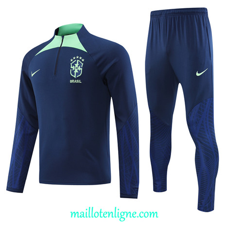 Thai Maillot Ensemble Bresil Survetement Bleu 2022/2023 ligne2088