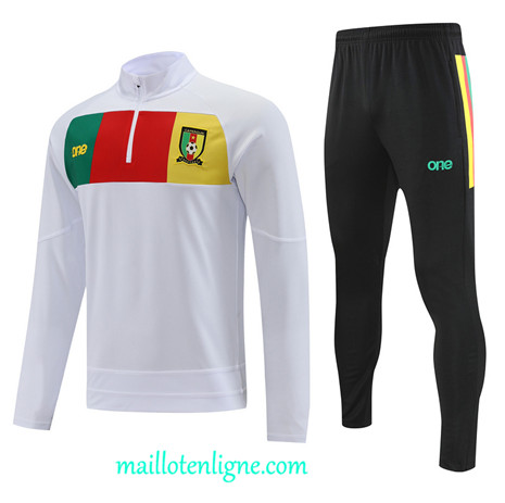 Thai Maillot Ensemble Cameroun Survetement Blanc 2022 2023 maillotenligne 0441