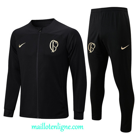 Thai Maillot Ensemble Corinthians Veste Survetement noir 2023 2024 maillotenligne 0335