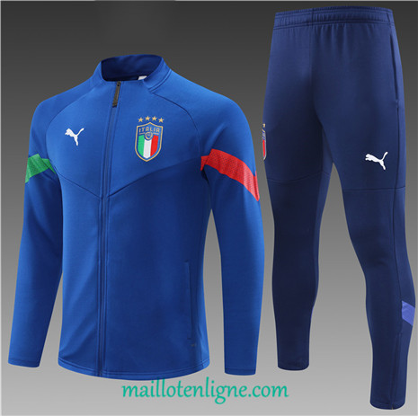 Thai Maillot Ensemble Italie Enfant Veste Survetement Bleu 2022/2023 ligne2259