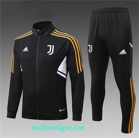 Thai Maillot Ensemble Juventus Enfant Veste Survetement noir 2022 2023 maillotenligne 0613