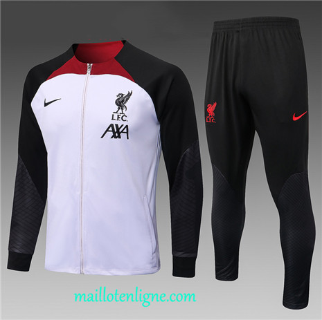 Thai Maillot Ensemble Liverpool Enfant Veste Survetement Blanc 2022 2023 maillotenligne 0601