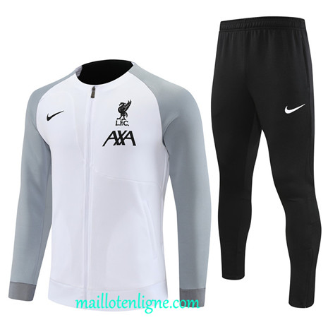 Thai Maillot Ensemble Liverpool Enfant Veste Survetement Blanc 2022 2023 maillotenligne 0602