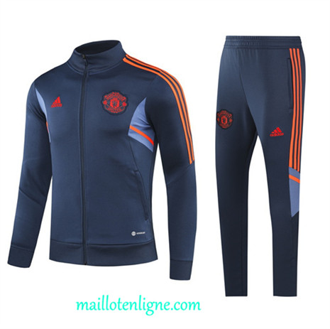 Thai Maillot Ensemble Manchester United Enfant Veste Survetement Bleu 2022 2023 maillotenligne 0610