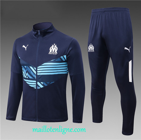 Thai Maillot Ensemble Marseille Enfant Veste Survetement Bleu 2022 2023 maillotenligne 0569