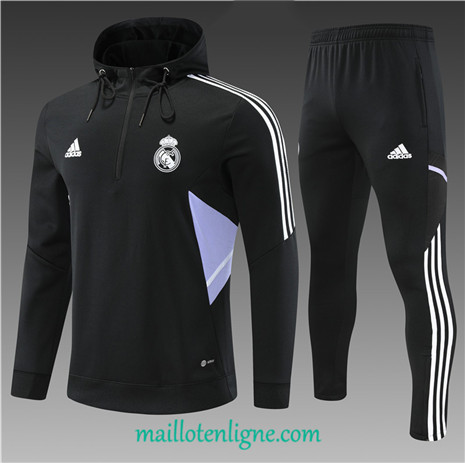 Thai Maillot Ensemble Real Madrid Enfant Survetement à capuche Noir 2022/2023 ligne2182