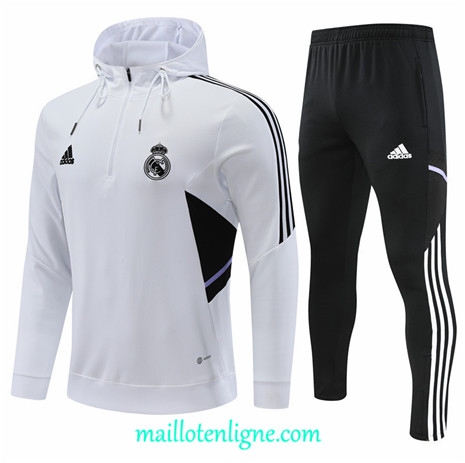 Thai Maillot Ensemble Real Madrid Enfant Survetement à capuche Blanc 2022/2023 ligne2184