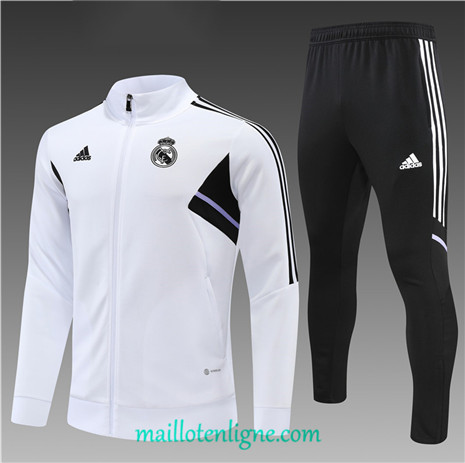 Thai Maillot Ensemble Real Madrid Enfant Veste Survetement Blanc 2022/2023 ligne2185