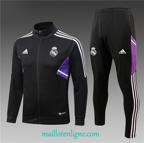 Thai Maillot Ensemble Real Madrid Enfant Veste Survetement Noir 2022/2023 ligne2187