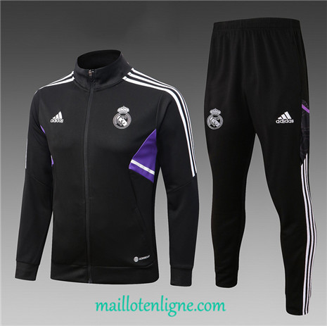 Thai Maillot Ensemble Real Madrid Enfant Veste Survetement Noir 2022/2023 ligne2188