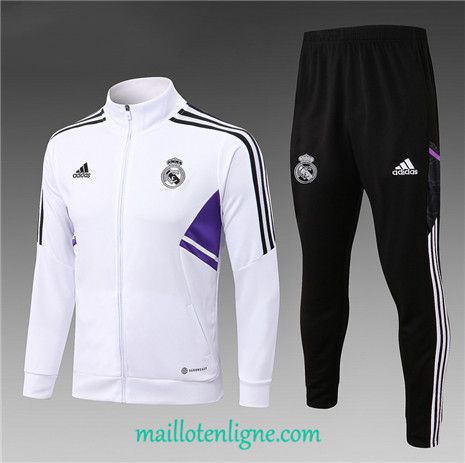 Thai Maillot Ensemble Real Madrid Enfant Veste Survetement Blanc 2022/2023 ligne2189