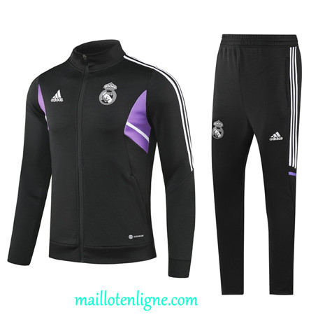 Thai Maillot Ensemble Real Madrid Enfant Veste Survetement noir 2022 2023 maillotenligne 0560