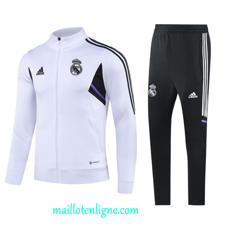 Thai Maillot Ensemble Real Madrid Enfant Veste Survetement Blanc 2022 2023 maillotenligne 0561