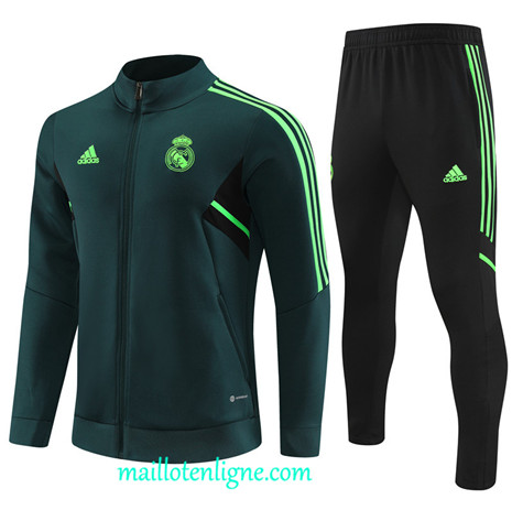 Thai Maillot Ensemble Real Madrid Enfant Veste Survetement vert 2022 2023 maillotenligne 0562