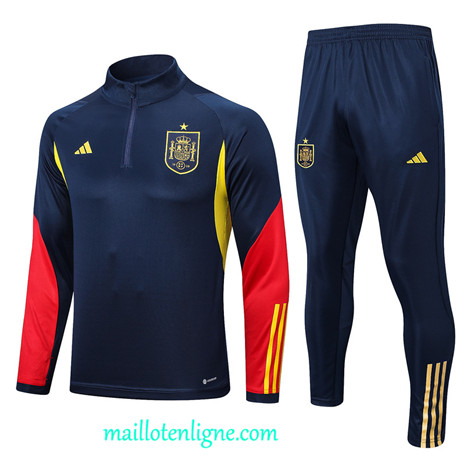 Thai Maillot Ensemble Espagne Survetement Bleu 2022 2023 maillotenligne 0444