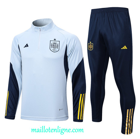 Thai Maillot Ensemble Espagne Survetement Bleu 2022 2023 maillotenligne 0445