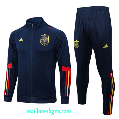 Thai Maillot Ensemble Espagne Veste Survetement Bleu 2022 2023 maillotenligne 0448