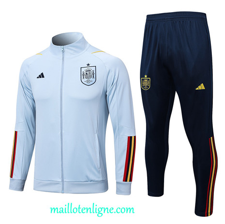 Thai Maillot Ensemble Espagne Veste Survetement Bleu 2022 2023 maillotenligne 0450