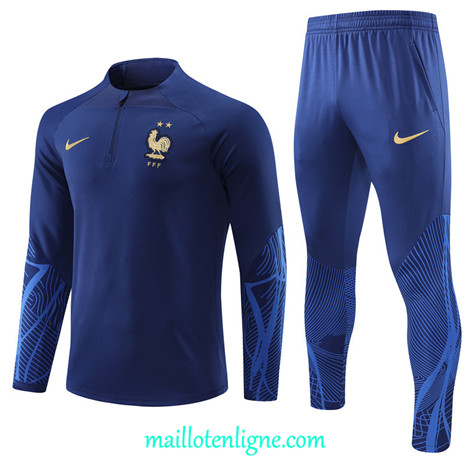 Thai Maillot Ensemble France Survetement Bleu 2022/2023 ligne2098