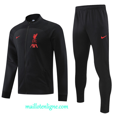 Thai Maillot Ensemble Liverpool Veste Survetement noir 2022 2023 maillotenligne 0492