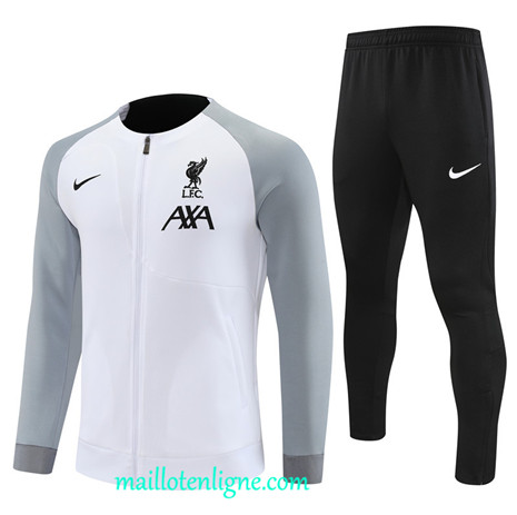 Thai Maillot Ensemble Liverpool Veste Survetement Blanc 2022 2023 maillotenligne 0494