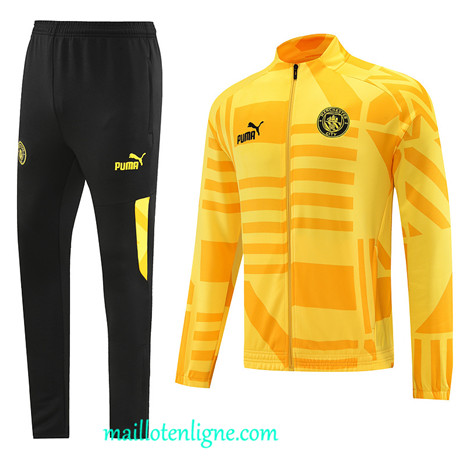 Thai Maillot Ensemble Manchester City Veste Survetement jaune 2022 2023 maillotenligne 0502