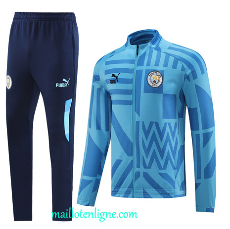 Thai Maillot Ensemble Manchester City Veste Survetement Bleu 2022 2023 maillotenligne 0503