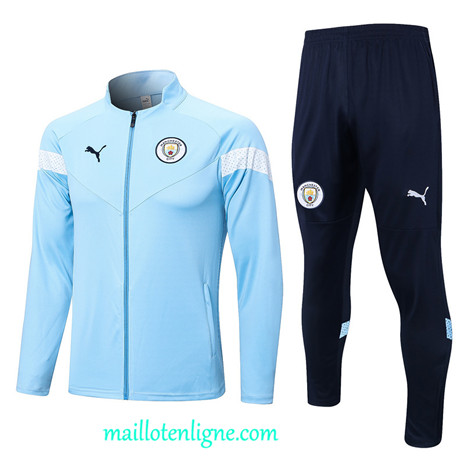 Thai Maillot Ensemble Manchester City Veste Survetement Bleu 2022 2023 maillotenligne 0505