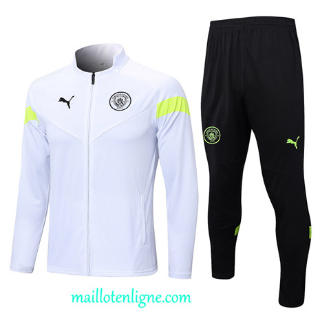 Thai Maillot Ensemble Manchester City Veste Survetement Blanc 2022 2023 maillotenligne 0507