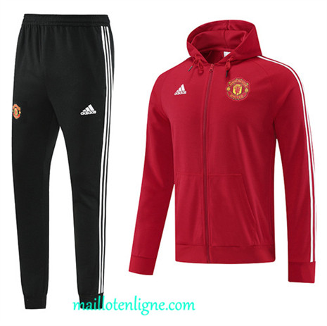 Thai Maillot Ensemble Manchester United Veste Survetement à capuche rouge 2022 2023 maillotenligne 0514