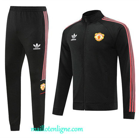 Thai Maillot Ensemble Manchester United Veste Survetement noir 2022 2023 maillotenligne 0518