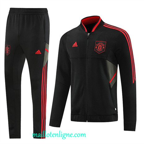 Thai Maillot Ensemble Manchester United Veste Survetement noir 2022 2023 maillotenligne 0519