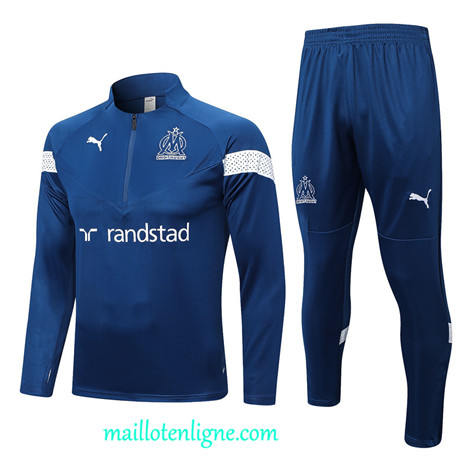 Thai Maillot Ensemble Marseille Survetement Bleu 2022 2023 maillotenligne 0390