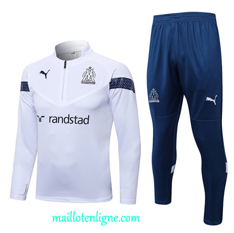 Thai Maillot Ensemble Marseille Survetement Blanc 2022 2023 maillotenligne 0391