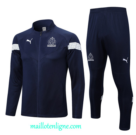 Thai Maillot Ensemble Marseille Veste Survetement Bleu 2022 2023 maillotenligne 0393