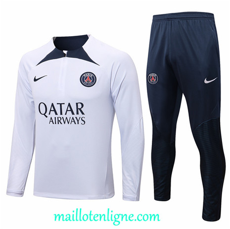 Thai Maillot Ensemble Paris Paris Saint-Germain Survetement Blanc 2022/2023 ligne2057