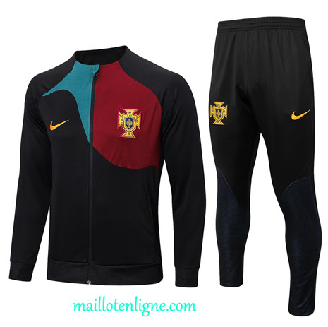 Thai Maillot Ensemble Portugal Veste Survetement noir 2022 2023 maillotenligne 0466