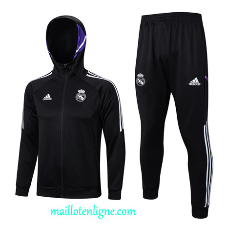 Thai Maillot Ensemble Real Madrid Veste Survetement noir 2022 2023 maillotenligne 0387