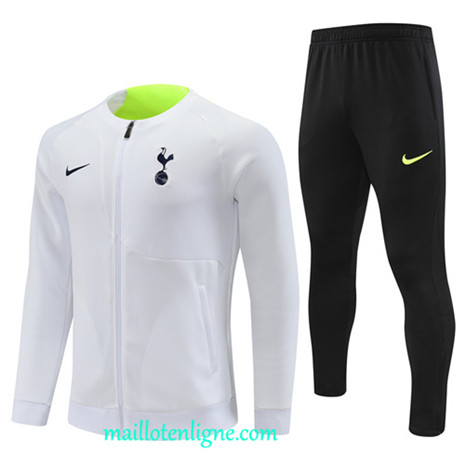 Thai Maillot Ensemble Tottenham Hotspur Veste Survetement Blanc 2022 2023 maillotenligne 0523