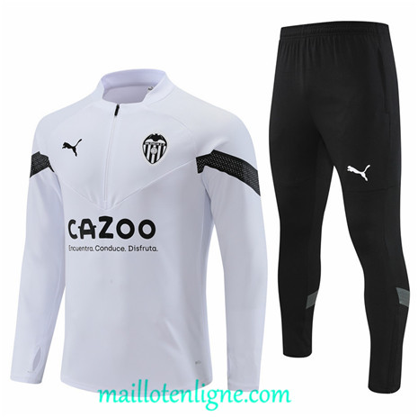 Thai Maillot Ensemble Valence Survetement Blanc 2022/2023 ligne2036