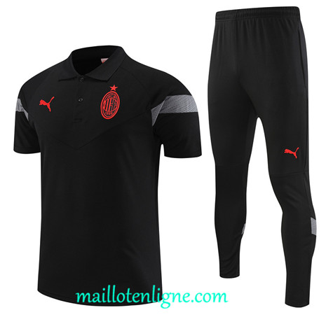 Thai Maillot Ensemble AC Milan Training noir 2022 2023 maillotenligne 0777
