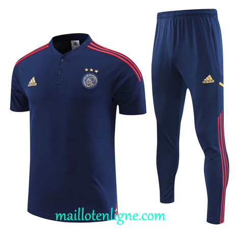 Thai Maillot Ensemble Ajax Polo Training Bleu 2022 2023 maillotenligne 0616