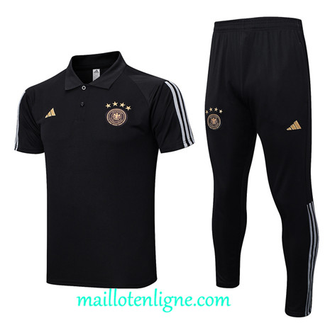 Thai Maillot Ensemble Allemagne Polo Training noir 2022 2023 maillotenligne 0672