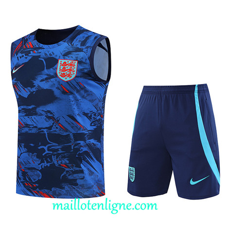 Thai Maillot Ensemble Angleterre Debardeur Training Bleu 2022 2023 maillotenligne 0678