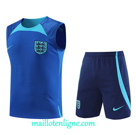 Thai Maillot Ensemble Angleterre Debardeur Training Bleu 2022 2023 maillotenligne 0679