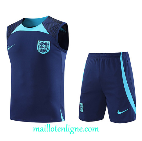 Thai Maillot Ensemble Angleterre Debardeur Training Bleu 2022 2023 maillotenligne 0680