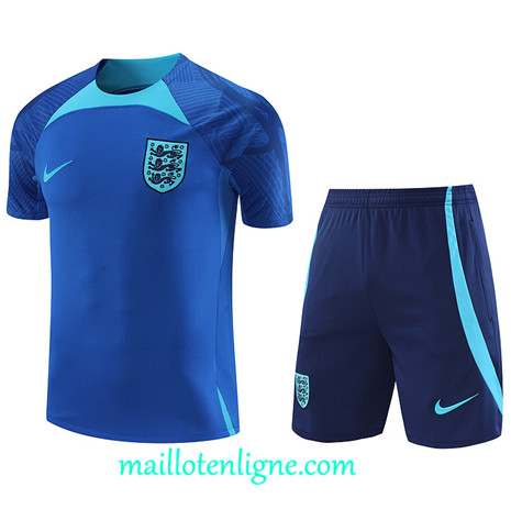Thai Maillot Ensemble Angleterre + Short Training Bleu 2022 2023 maillotenligne 0684